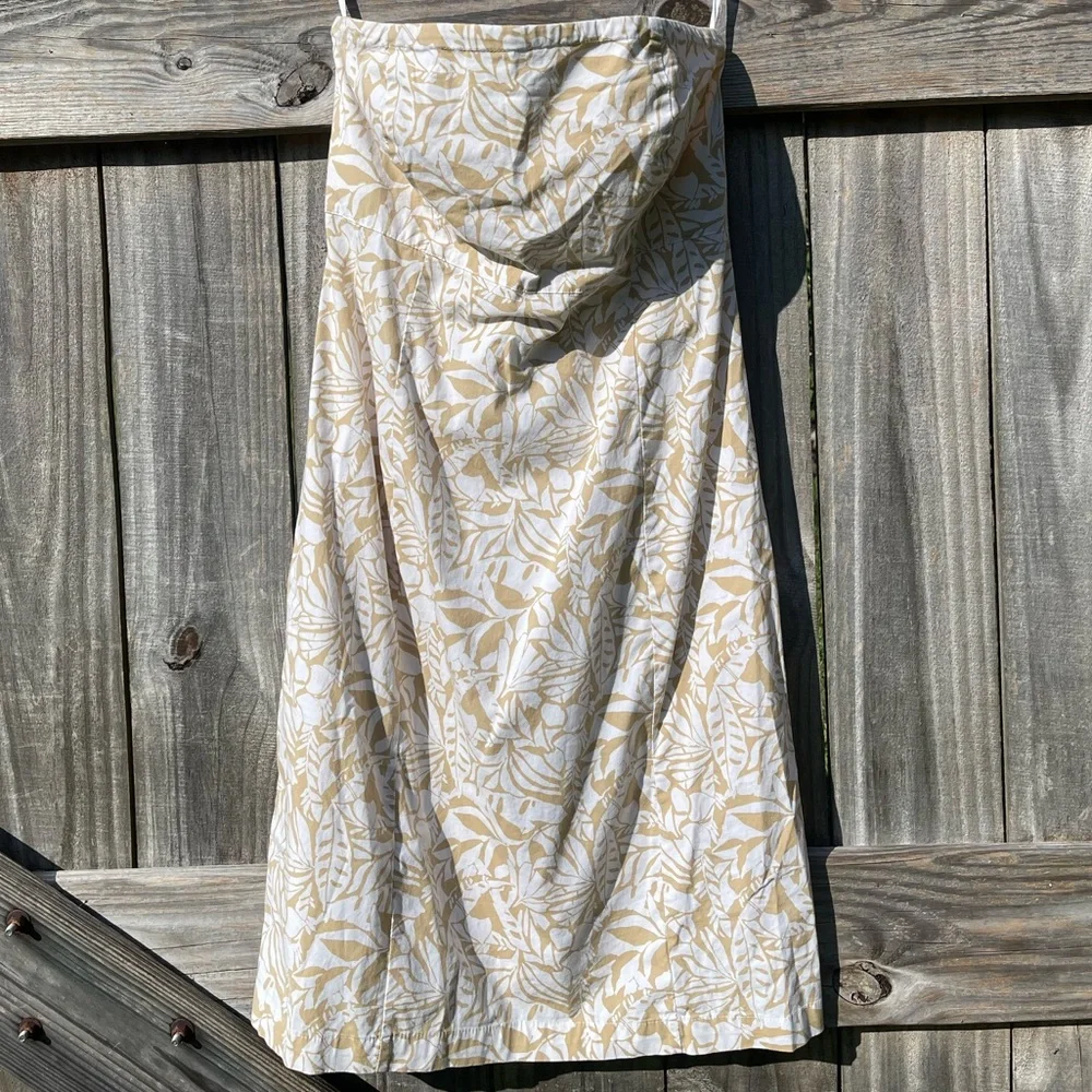 GAP Strapless Cream and Khaki Dress Size 10 - Picture 1 of 9